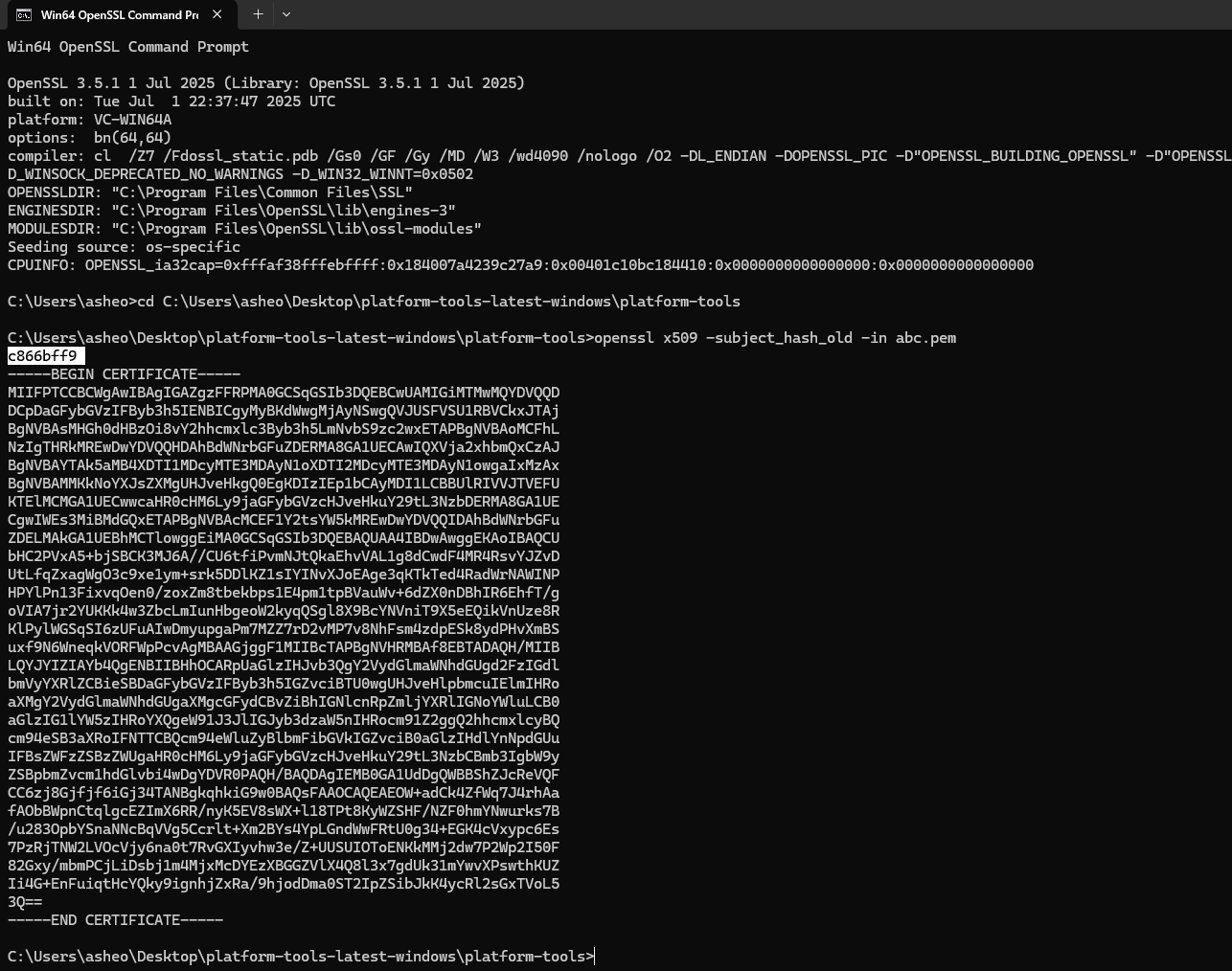 获取证书哈希值